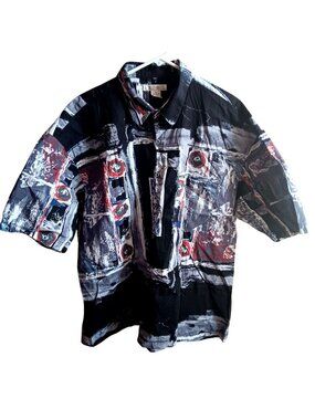 2XL Hawaiian Summer Shirt Expressions Worldwide Mens Abstract Art Print Honduras